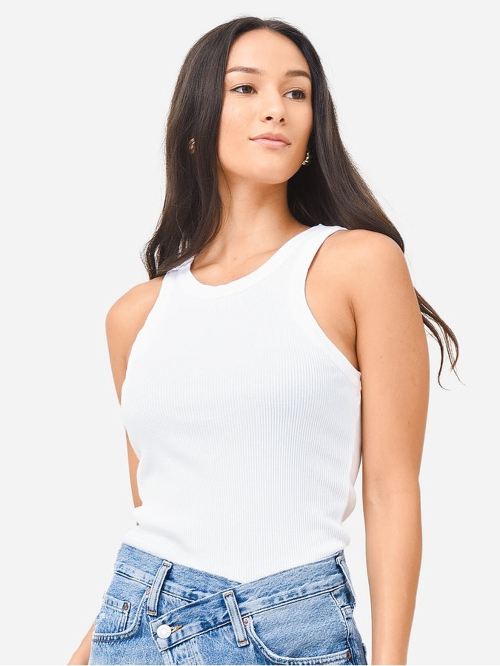 Agolde White Organic Cotton Bailey Tank Top, Medium